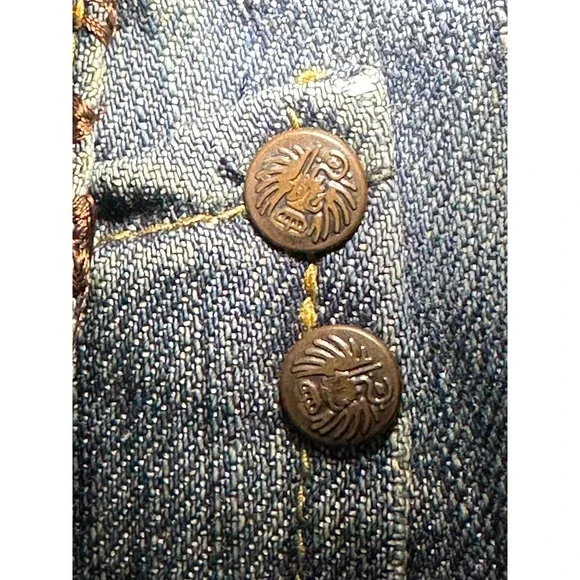 FUSAI Focus USA Mens Straight Leg 36 Streetwear Jeans Embroidered Pockets Y2K - Picture 13 of 16